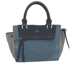 Vince Camuto Ayla Leather Satchel Crossbody Blue Gray Medium MSRP $250
